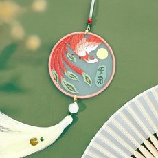 熱銷 刺繡手工diy材料包 自繡製作平安福禦守書簽掛件雙麵繡蘇繡送男友禮物, 香檳色 霓裳平安-繃+禮盒, 1個