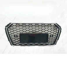 프론트 스포츠 육각 메쉬 벌집 후드 그릴 RS4 스타일 B9 2017-2019 자동차 액세서리, 05 Chrome Frame, 1개