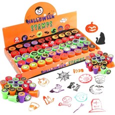 FINGOOO 할로윈 스탬프 50개 잉크포함, 할로윈 B