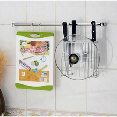 304不鏽鋼砧板架刀具鍋蓋砧板雙用架60公分掛桿, 1個, 不鏽鋼