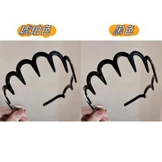 韓國洗臉髮箍女 碎髮波浪髮卡 高顱頂壓髮頭箍 百搭髮卡, 1個, 黑色2個-深齒髮箍