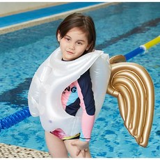 網紅兒童天使翅膀救生衣游泳圈幼兒充氣背心浮力泳衣學游泳圈裝備, 1個, 2到10歲兒童