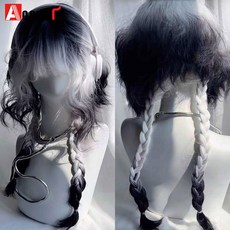 AOSI 금발 트윈 공주 자연 짧은 머리 합성 가발 여성용 앞머리 내열성 프레 헤어, 4, 1개