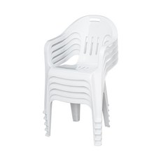 공룡플라스틱 웰빙의자 편의점 간이 야외 행사용 등받이 팔걸이 5개, 웰빙의자 흰색