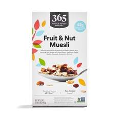 365 Whole Foods Market 365 홀푸드마켓 무가당 프룻 & 넛 뮤즐리 482g, 2개