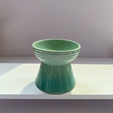 고양이수반 대형견밥그릇 강아지, 캔과 스푼 포함, 1개, 높은 다리 블루그린