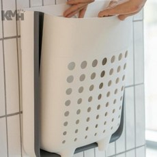 그리드리 부착식 와이어 벽걸이 빨래바구니, 화이트, 화이트