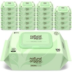 네츄럴오가닉 오리지널 플레인 유아물티슈 캡형, 50g, 100개입, 20개