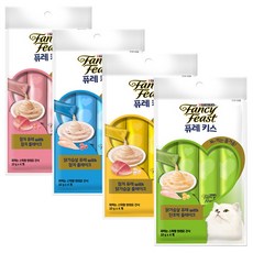 팬시피스트 퓨레키스 짜먹이는 고양이간식(10g 4개) 4종택1, 1개, 닭가슴살 퓨레&단호박