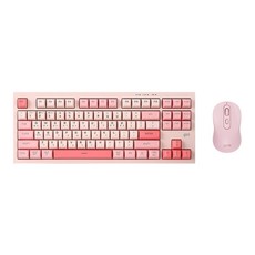 지클릭커 오피스프로 WMK90 사일런스 M 풀윤활 87키 무소음 무선 블루투스 키보드 마우스 세트 코랄 RC1, 텐키리스, WMK90 87키