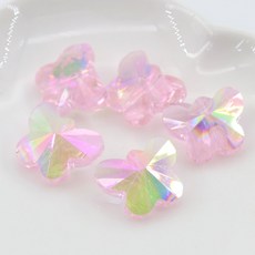 론델 나비 비즈 유리 크리스탈 공예 재료 팔찌 만들기, 1세트, A6221. 15mm (레인보우 핑크)