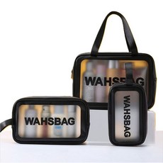 모노샵 워시백 파우치 방수백 멀티 수영 헬스 목욕 캠핑 여행 비치백 3종, S+M+L(세트), 블랙