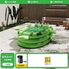 萌趣鱷魚造型充氣游泳池 1.6米 兒童戲水樂園, 1.6米 鯊魚IP 家用戲水池, 1個