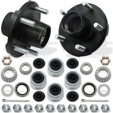 딥드림 2 3500파운드 트레일러 허브 키트 5 볼트 4.5인치 러그 핏 1-116인치1-38인치 테이퍼드 스핀들 휠 베어링 5x4.5 보트 액슬 전용 설정, 2 Set 3500lb 5 Bolt 4.5 Traile