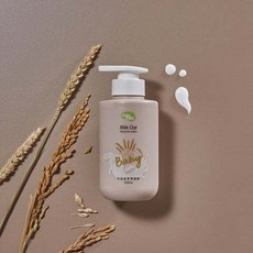 nac nac 新牛奶燕麥沐浴乳 洗髮乳500ml 嬰兒沐浴乳 洗髮乳，溫和滋潤，寶寶洗髮沐浴二合一, 1個, 牛奶燕麥潤膚乳200ml