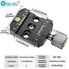 BEXIN 알루미늄 50mm/70mm/90mm/110mm 퀵 릴리스 클램프 Arca-Swiss 표준 카메라 모노포드용 삼각대 볼 헤, 03 QR-50N