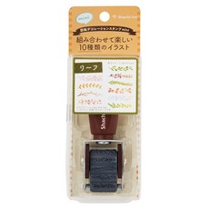 莫莫日貨日本製 Shachihata 寫吉達 迴轉式印章 十款圖案 迷你旋轉印章 手帳裝飾 可愛印章, 1個, 02.葉子 NRD15A2