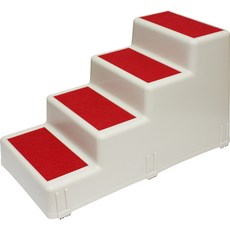 PET TIME 펫타임 애견 3단 4단 계단 펫스텝 강아지 개, 4단 계단 레드