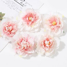 花蓮出貨 10CM 牡丹花 玫瑰花 人造花 西洋玫瑰 花頭 仿真花 永生花 不凋花 新娘捧花布置 假花, 白色粉紅色, 1個