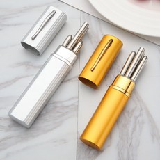 便攜摺疊筷子餐具勺子三件套組 戶外旅行餐具 可摺疊收納, 1個, 單雙筷子裝（盒子顏色隨機發貨）