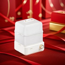 dstt 多功能蒸食箱 雙層自動斷電蒸蛋器早餐機, 白色:1L蒸箱0.5L水箱