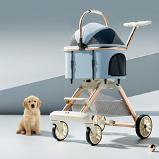 FONOW 강아지유모차 일체형 탈부착이 가능한 접이식 이동 편의성, CC-푸른 색, 1개
