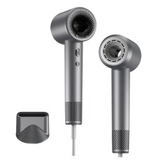 YINUO 음이온 이중풍로 고속 자기흡입노즐 드라이기 NTC 항온 저소음 12가지 모드 1600W, 그레이 블랙