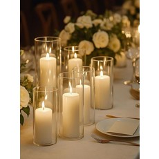 난로 유리관 기어미션 부품 반사식 고효율 교체용 호환 6.5cm 3개 세트 촛불 포함, 6.5cm 5개 세트 촛불 포함