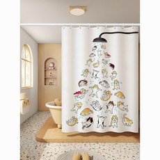 防水浴簾 隔間拉簾 防霉 衛生間加厚浴簾布 免打孔浴室隔斷簾, 1個, 大吉大利【防水防霉】,寬100*高180【送掛鉤】