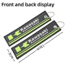 가와사키 닌자 키 체인 수정 된 오토바이 양면 자수 오토바이 키 체인 마운틴 버클 펜던트 장식, 01 Key Chain-K 13