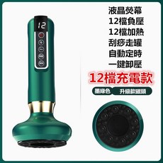 刮痧拔罐儀 電動刮痧按摩器 負壓按摩器 經絡儀操盤手 附發票保固, 1個, 頂級12段墨綠色