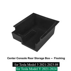테슬라 모델 Y 3 센터 콘솔 보관함 정리함 트레이 팔걸이 숨겨진 상자 상자 컵 홀더 자동 인테리어 액세서, 02 Rear Flocking