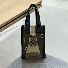 茶系透明小提袋 水壺提袋 保溫瓶提袋, 1個, 花熊