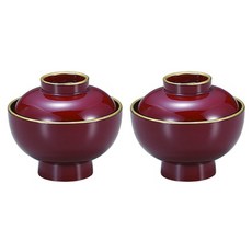 하코야 미니 장국그릇 뚜껑포함 5.8x5.8x5cm, 2개, 레드