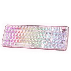 YUNZII X98 QMK/VIA 무선 기계식 게이밍 키보드(노브 포함) 트라이 모드 BT5.0/USB-C/2.4GHz 핫 스왑 가능 키보드 프리루브 스위치 개스킷 마운트 RG, Pink, Snow Switch, Pink