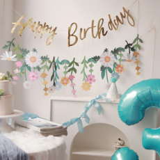 어브레스 파티 가랜드 결혼식 생일 브라이덜 샤워 장식 양면 데코 장식, 1개, 03-4 플라워가든&골드해피