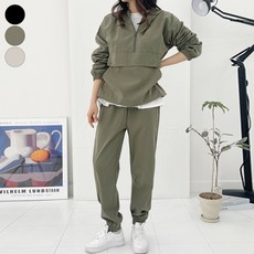 GAVIJEAN 女款半拉鍊連帽長袖上衣+束口長褲休閒套裝