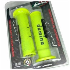 H嚴選好物 多米諾domino A010摩托車通用改裝防滑耐磨舒適手把膠, 螢光黃色+黑字A010款, 1個
