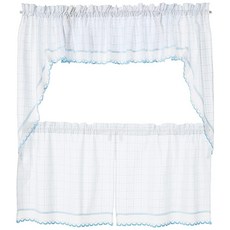 Sweet Home Collection 주방 창문 커튼 패널 장식 버팔로 체크 디자인 160cm(63인치) 길이 버건디