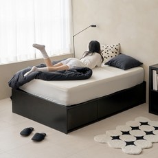 눕 키보 무헤드 빅 수납 호텔 침대 프레임 SS/Q/K 2colors, 소프트블랙