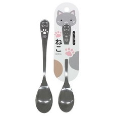 日本製 不鏽鋼環形易握學習餐具 ECHO 叉子 湯匙 手握 嬰兒橫握專用湯叉 米奇 史努比 米飛兔 冰淇淋匙 幼兒餐具, 1個, 小貓咪-不鏽鋼湯匙 / 5464