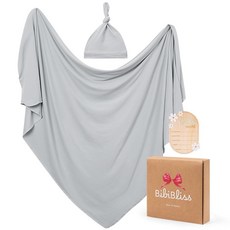 신생아를 위한 신축성 있는 포대기 담요 모자 및 헬로 월드 카드 포함 - 부드러운 아기 0-3개월 119.4 x 118.4cm(47 47인치) 매우 남아 여아용 속싸개 (타