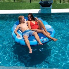 WOW 充氣浮排 泳池沙灘戶外漂浮墊 夏季玩水用品, 藍色,100*100CM, 1個