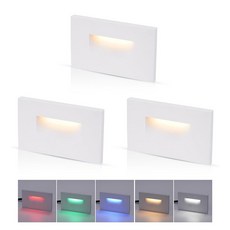 CLOUDY BAY 120V RGBCW LED 실내 실외 스텝 조명 3W 2700K 5000K RGB 가능한 계단 3개 팩 106296, CLOUDY BAY 120V RGBCW LED 실내 실