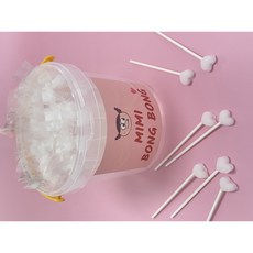 대용량 투명원형용기 자일리톨막대사탕 (작은하트 막대사탕 오리지널맛), 1세트, 70g