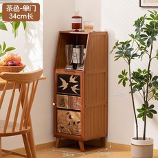 黑色雙門66cm長餐邊儲物櫃, 【中古風噴繪】茶色-單門34長, 1個
