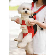 휘서댕 강아지 고양이 앞 포대기 앞가방 이동장 이동가방 슬링백 산책가방 빨강, 1개