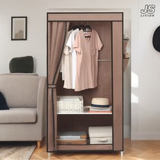 JS리빙 드레스룸 시스템 행거 커버 브라운 사무실 옷 의류 수납 정리함 침실 튼튼한 옷걸이 행거 인테리어 조립식 옛날 비키니 옷장 2단 선반 /MD:AJDSKFJ-445A1222A