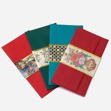 한국 전통문양 축하봉투 4종 세트 돈봉투 상품권봉투 수공예 카드엽서, 3.청녹색창살꽃