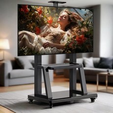 FANOBO 티 비 거 치대 tv거치대 32~75인치 티비스탠드적용 70KG 하중 이동식TV 이동식 tv 거치대, 다크블랙, 1개